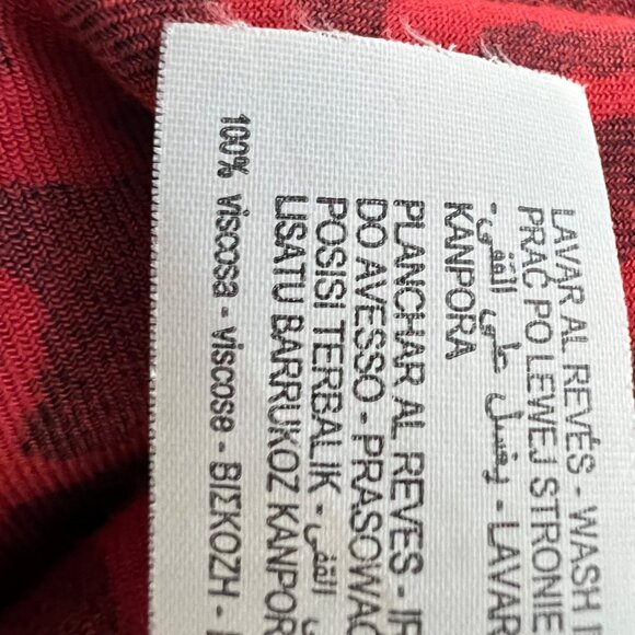 Zara Womens Red Leopard Print Midi Dress Tie Neck Long Sleeves size Medium - Picture 14 of 16